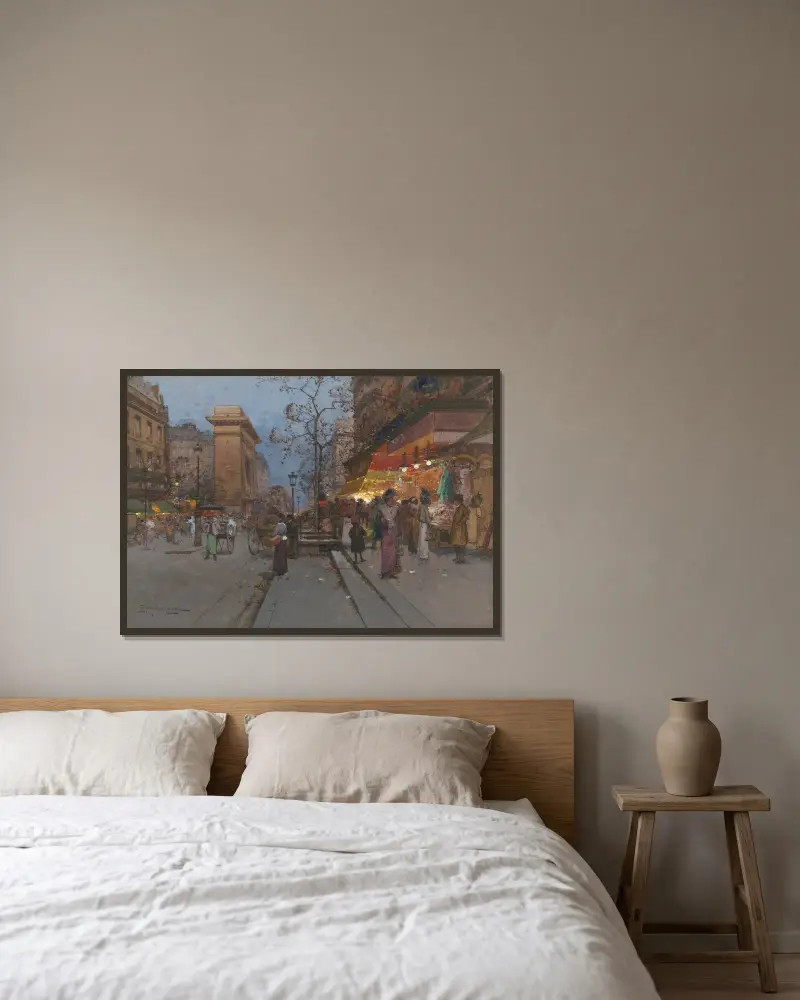 Porte Saint-Denis av Eugène Galien-Laloue inramad på en vägg