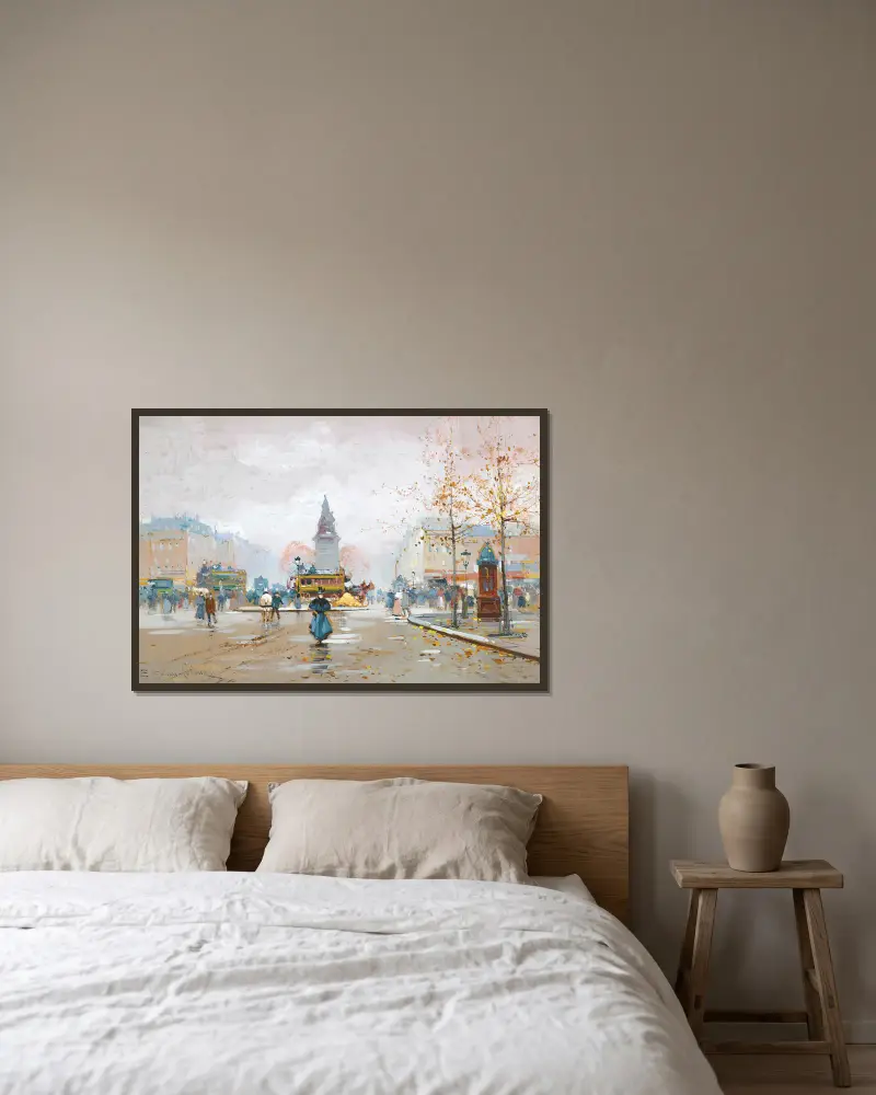 Place Clichy von Eugène Galien-Laloue gerahmt an einer Wand