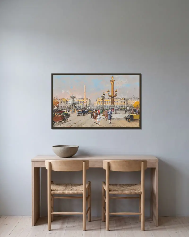 Place de la Concorde av Eugène Galien-Laloue inramad på en vägg