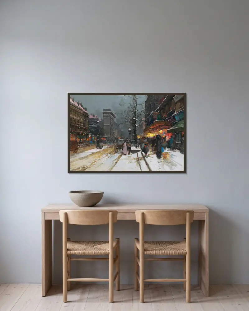 Porte Saint-Denis, Paris av Eugène Galien-Laloue inramad på en vägg
