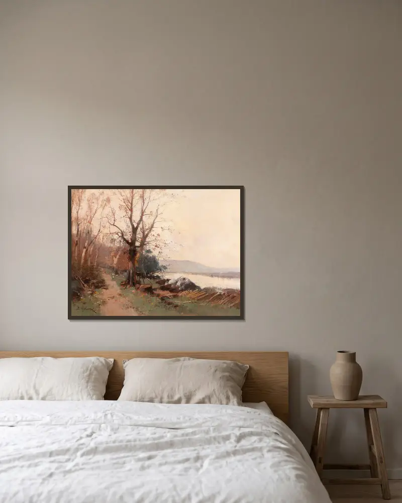 Flusslandschaft von Eugène Galien-Laloue gerahmt an einer Wand