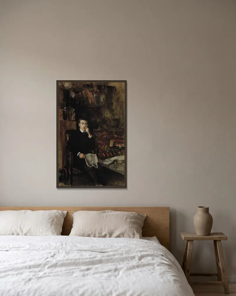 Bohême, portret norweskiego artysty C. A. Dørnbergera, Akseli Gallen-Kallela w ramie na ścianie