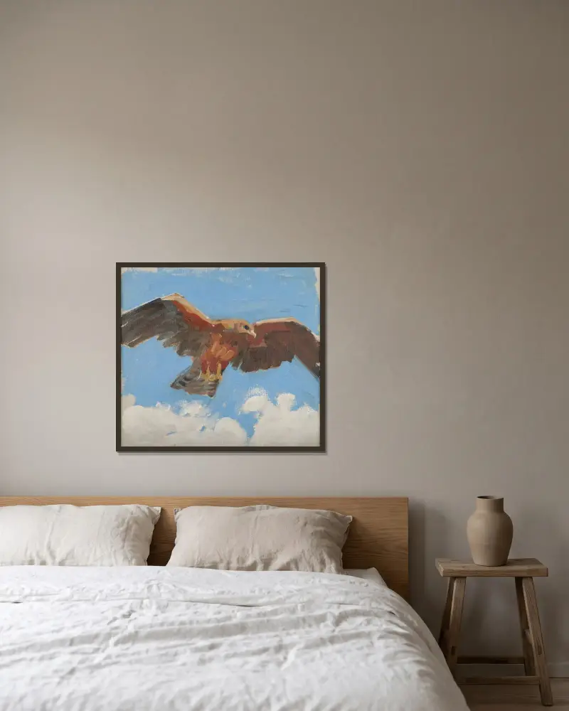Falcon (1909‒1910) av Akseli Gallen-Kallela inramad på en vägg