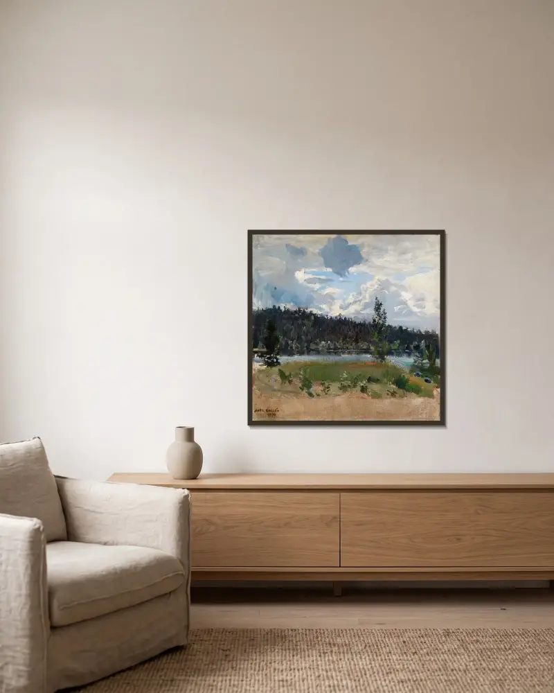 Licht hinter den Wolken von Akseli Gallen-Kallela gerahmt an einer Wand