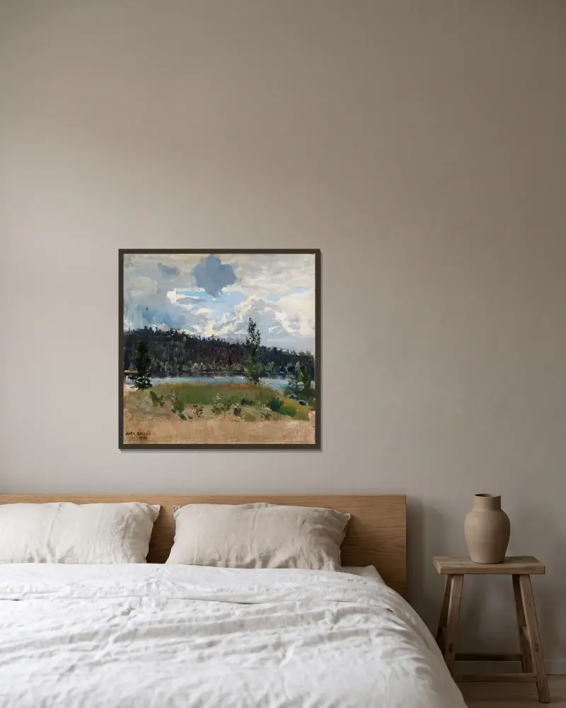 Licht hinter den Wolken von Akseli Gallen-Kallela gerahmt an einer Wand