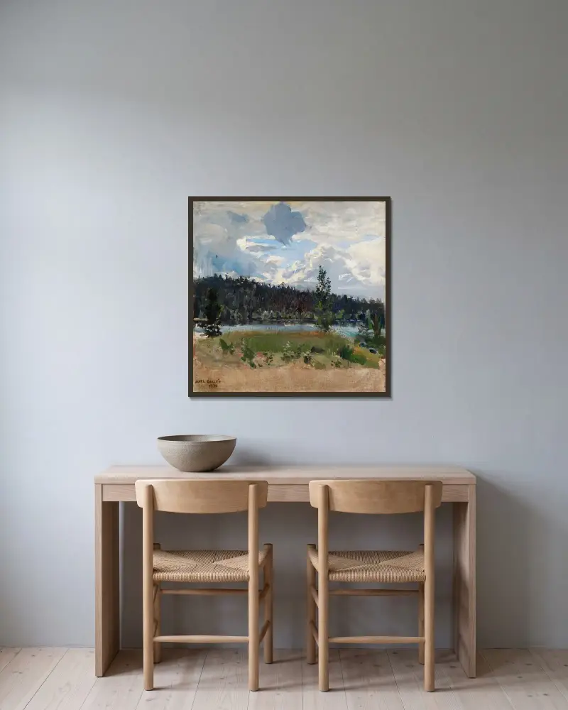 Licht hinter den Wolken von Akseli Gallen-Kallela gerahmt an einer Wand
