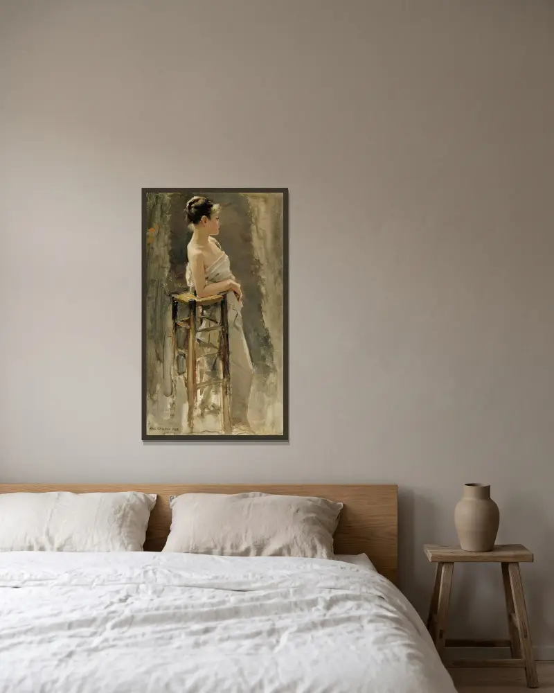 Model Study av Akseli Gallen-Kallela inramad på en vägg