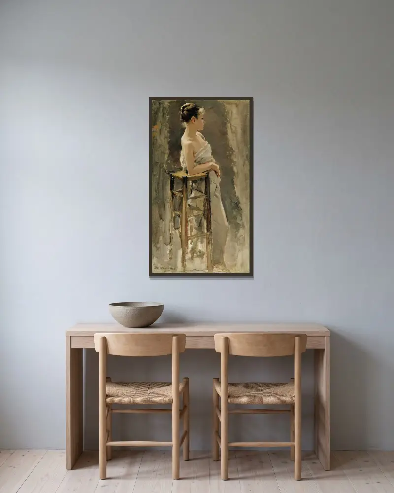 Model Study av Akseli Gallen-Kallela inramad på en vägg