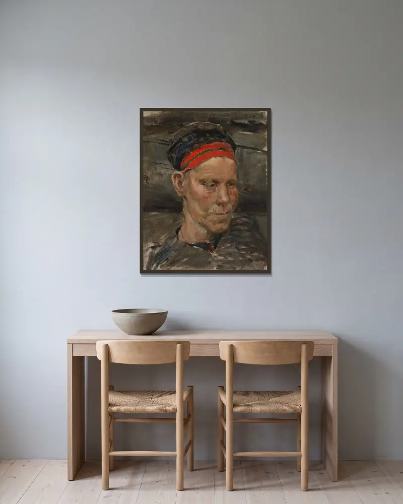 Portrait Of A Karelian Woman av Akseli Gallen-Kallela inramad på en vägg