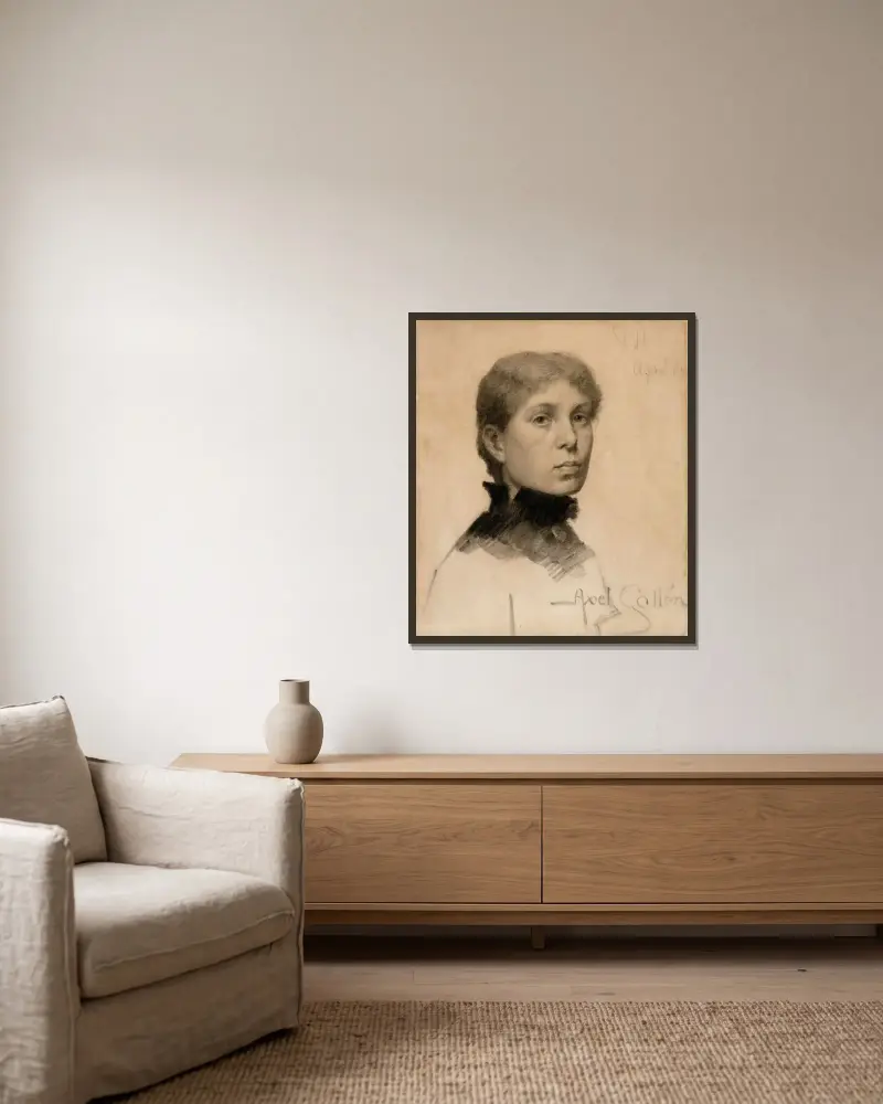 Portrait of a Woman av Akseli Gallen-Kallela inramad på en vägg