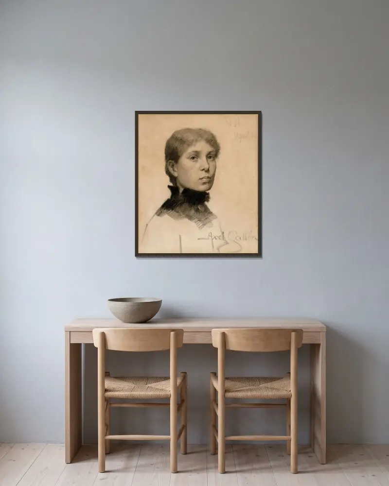 Portrait of a Woman av Akseli Gallen-Kallela inramad på en vägg