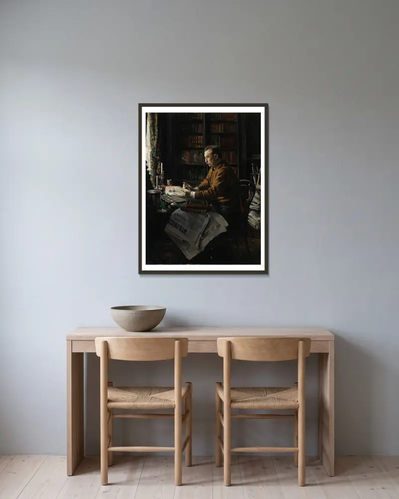 Portrait Of Doctor Herman Frithiof Antell av Akseli Gallen-Kallela inramad på en vägg