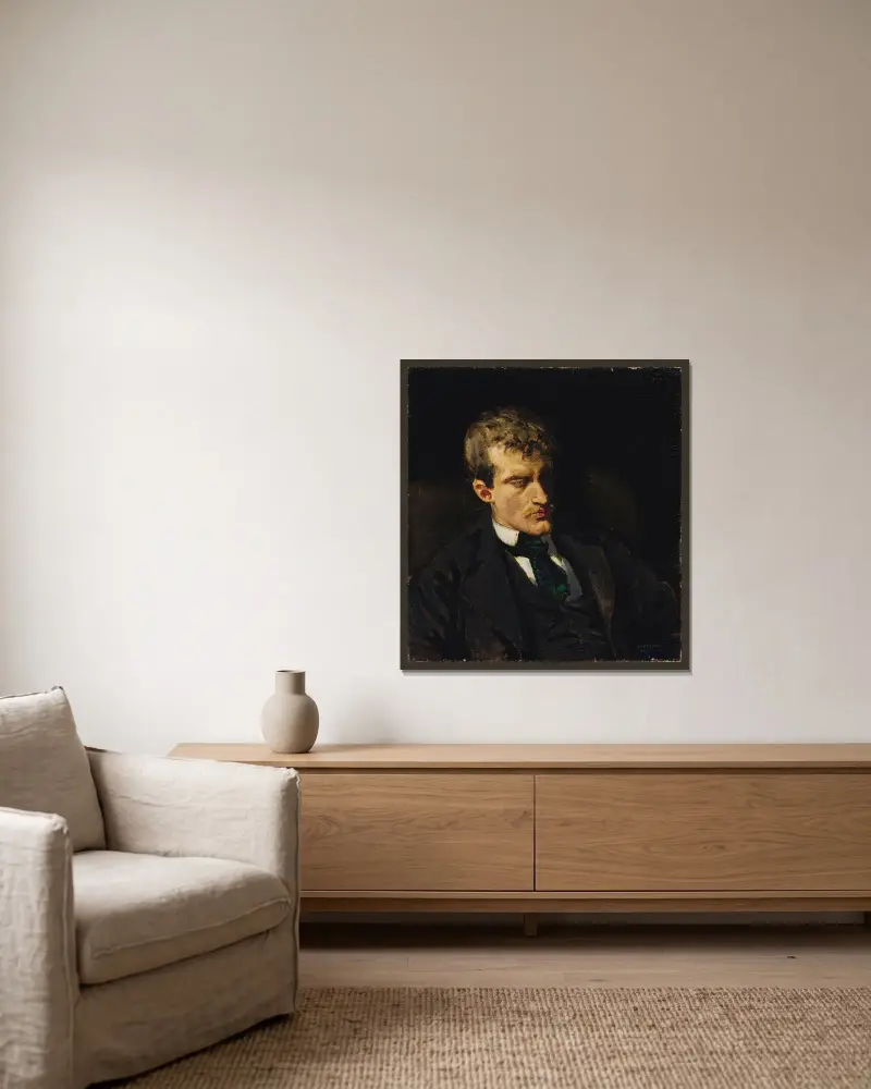 Portrait Of Edvard Munch av Akseli Gallen-Kallela inramad på en vägg
