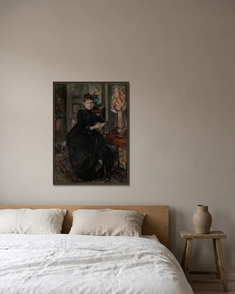 Porträt von Mary Slöör, der Verlobten des Künstlers von Akseli Gallen-Kallela gerahmt an einer Wand