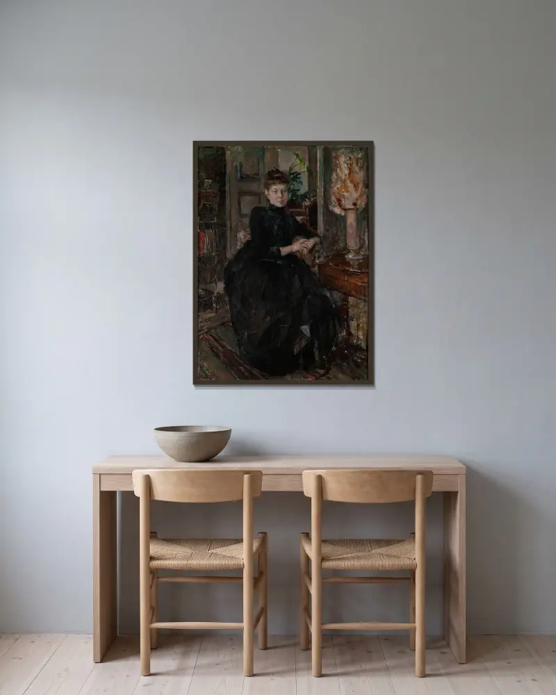 Porträt von Mary Slöör, der Verlobten des Künstlers von Akseli Gallen-Kallela gerahmt an einer Wand