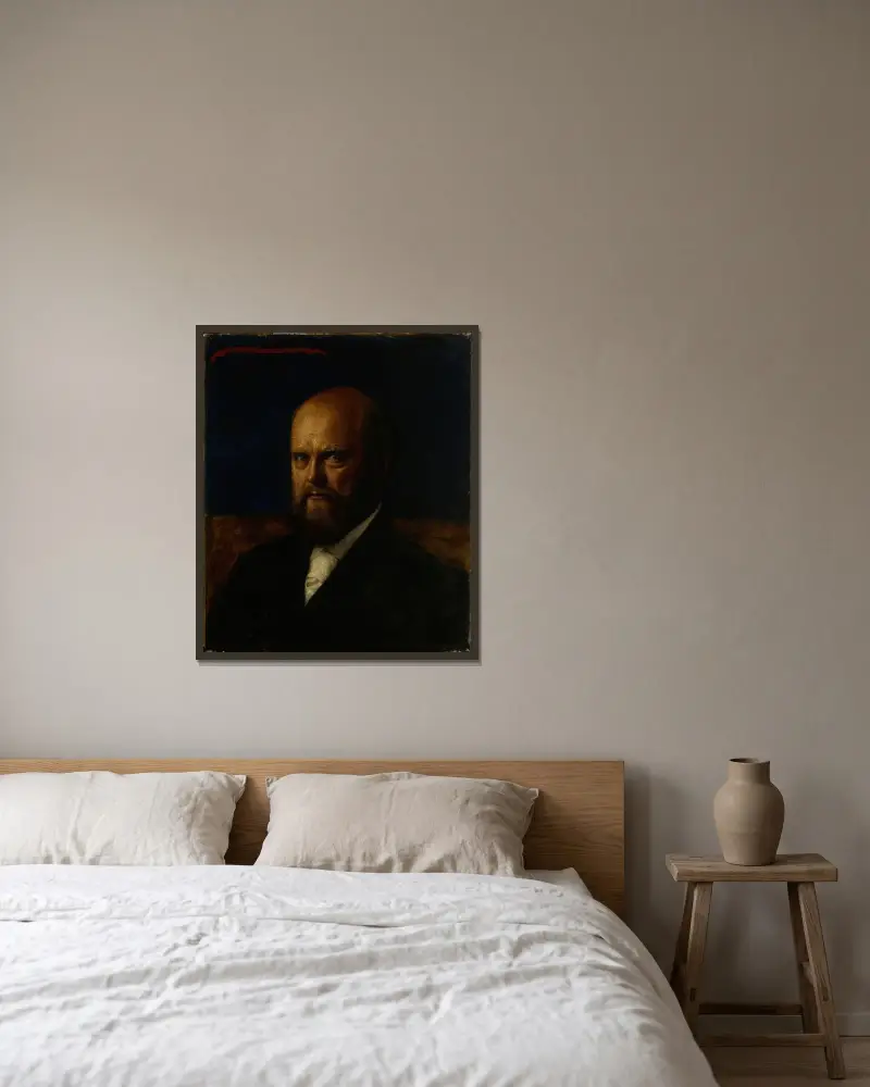 Porträtt av professor E. R. Neovius av Akseli Gallen-Kallela inramad på en vägg