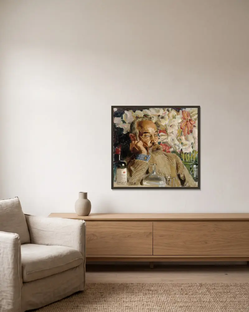 Portrait Of Sigurd Wettenhovi-Aspa av Akseli Gallen-Kallela inramad på en vägg