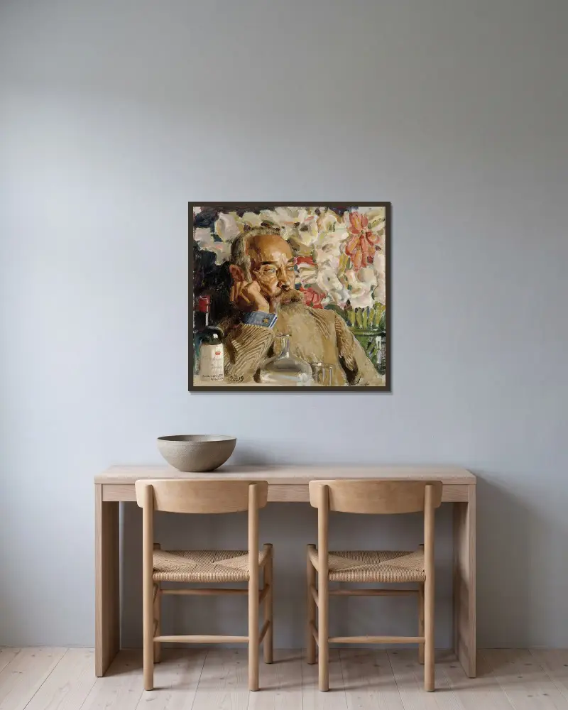 Portrait Of Sigurd Wettenhovi-Aspa av Akseli Gallen-Kallela inramad på en vägg