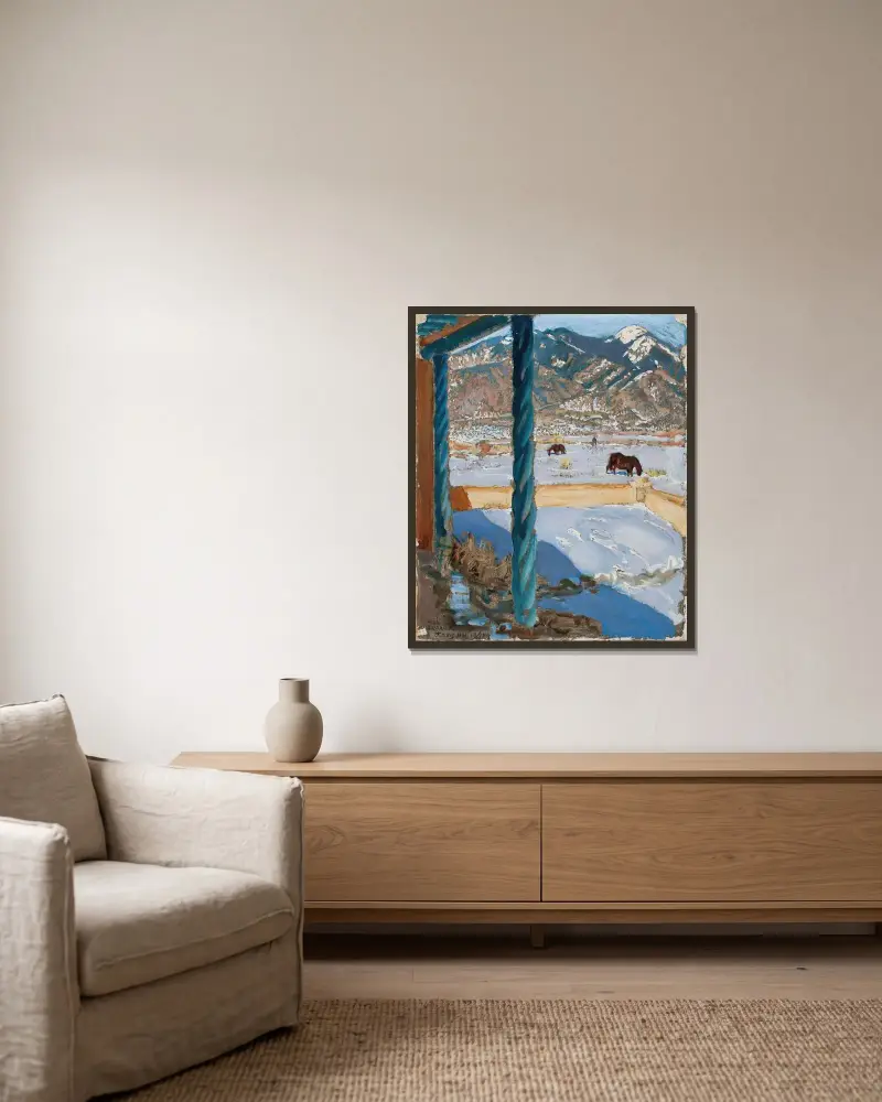 Taos Home in Sunlight av Akseli Gallen-Kallela inramad på en vägg