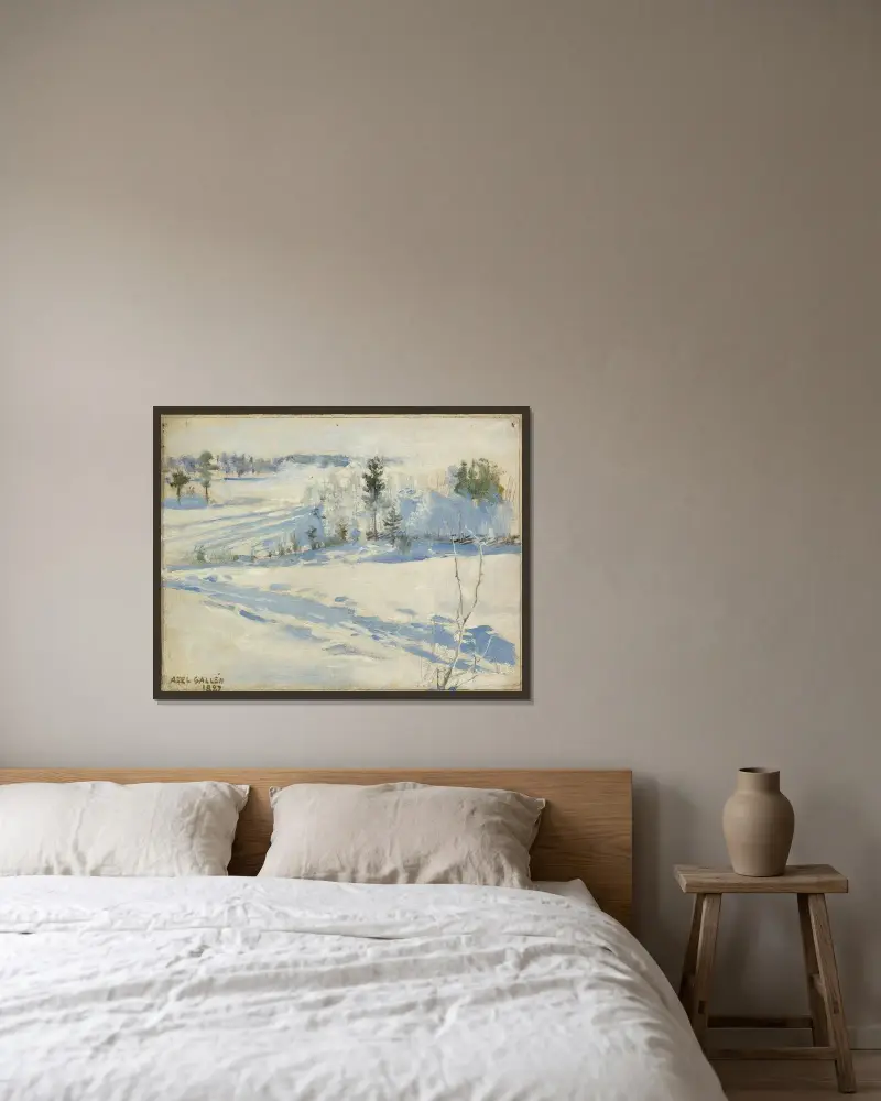Winterlandschaft von Akseli Gallen-Kallela gerahmt an einer Wand