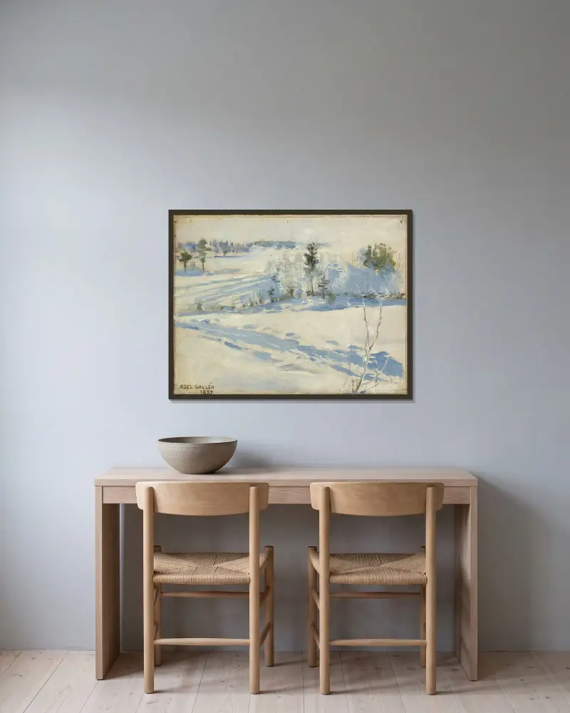 Winterlandschaft von Akseli Gallen-Kallela gerahmt an einer Wand