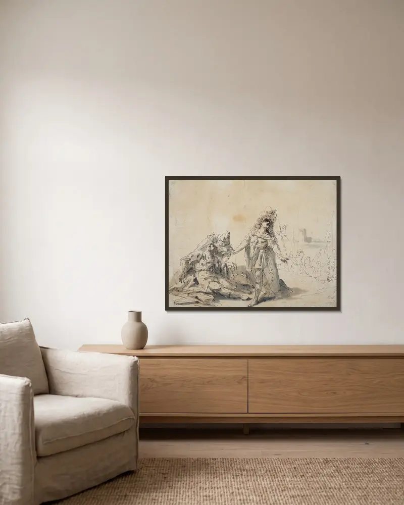 Alexander vor dem Körper des Darius von Gaspare Diziani gerahmt an einer Wand
