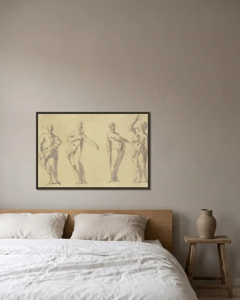 Vier Statuen von Gaspare Diziani gerahmt an einer Wand