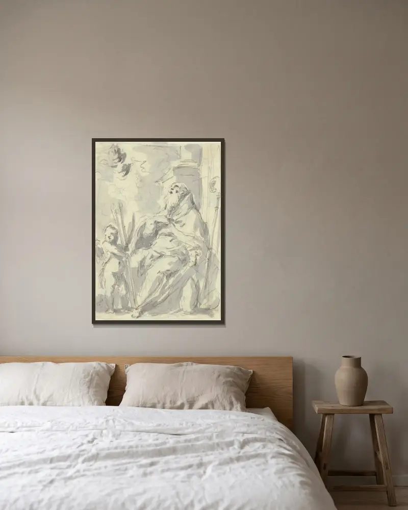 Heiliger Bischof von Gaspare Diziani gerahmt an einer Wand