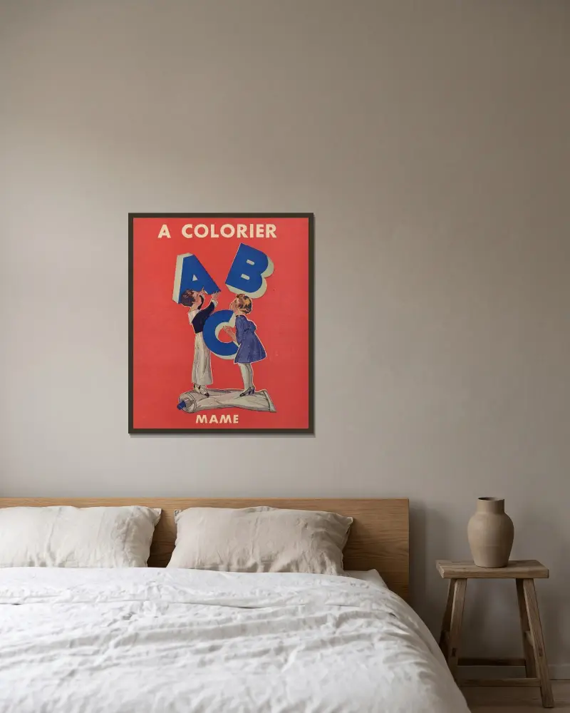 A. B. C. à colorier Pl.01 av Gaston Marechaux inramad på en vägg