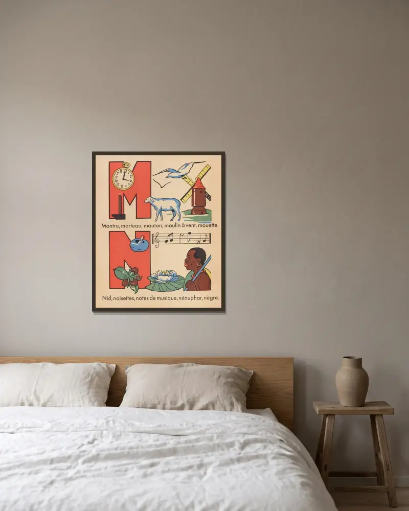 A. B. C. à colorier Pl.14 av Gaston Marechaux inramad på en vägg