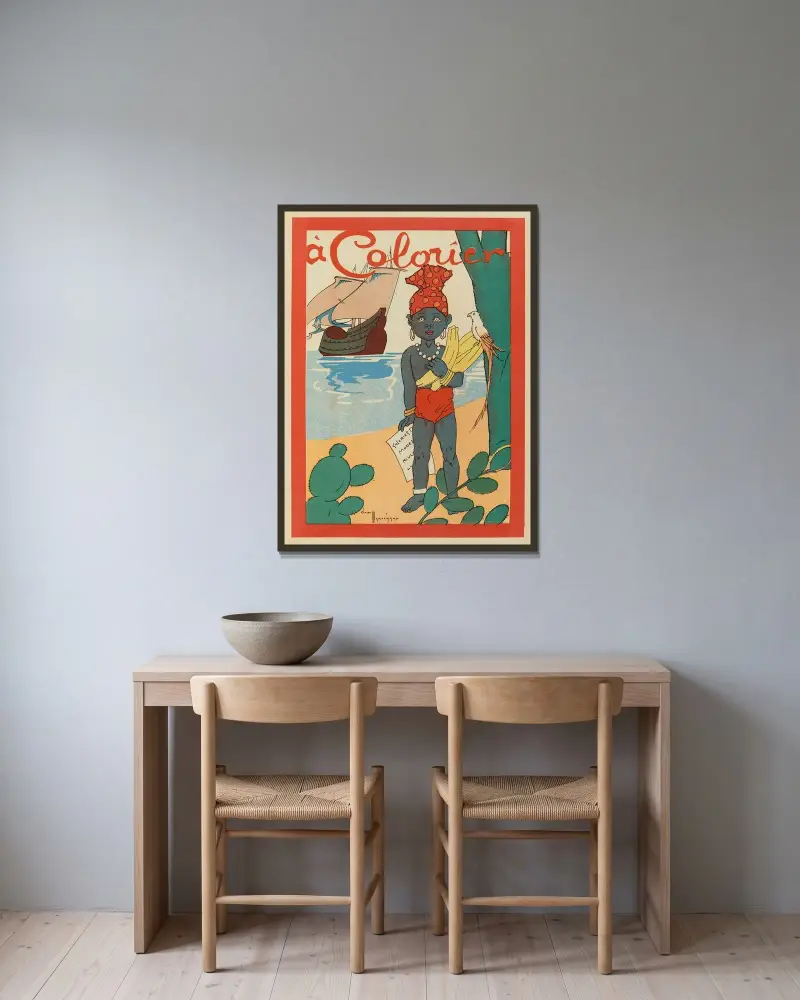 À Colorier Pl.01 av Gaston Marechaux inramad på en vägg