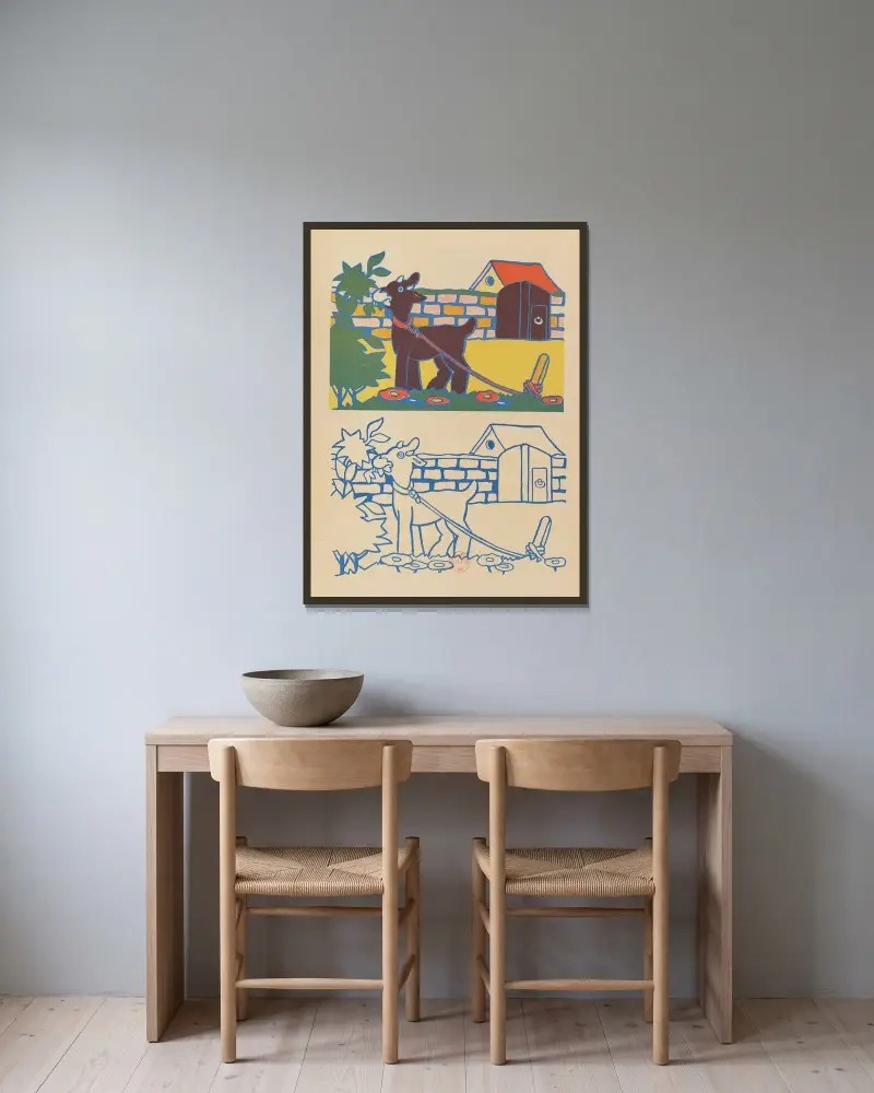 À Colorier Pl.02 av Gaston Marechaux inramad på en vägg