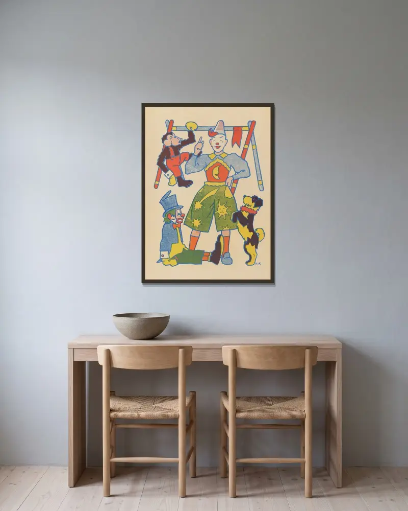 À Colorier Pl.05 av Gaston Marechaux inramad på en vägg
