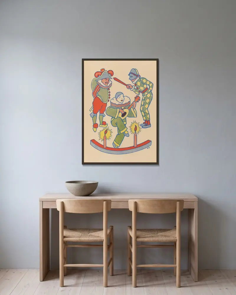 À Colorier Pl.11 av Gaston Marechaux inramad på en vägg
