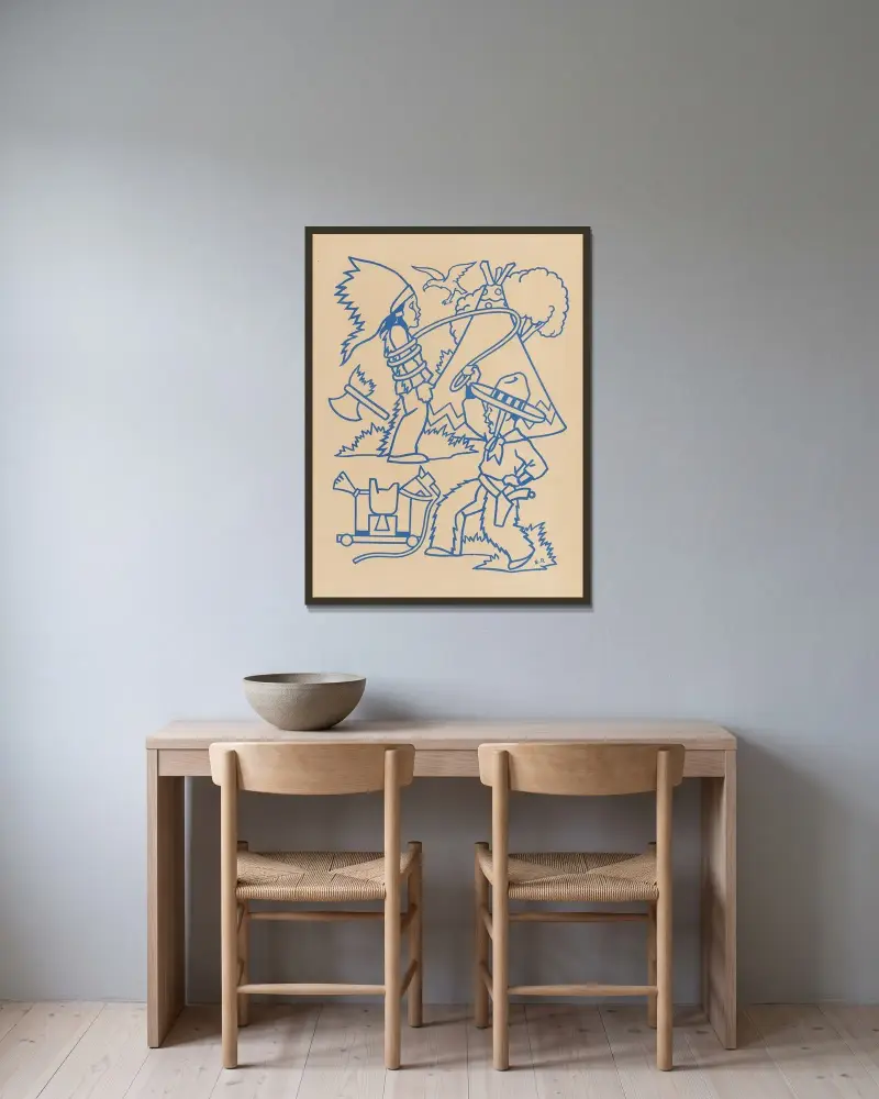 À Colorier Pl.24 av Gaston Marechaux inramad på en vägg