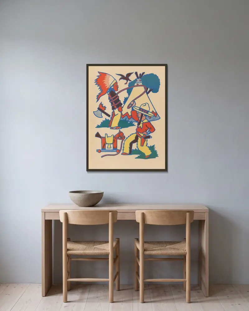 À Colorier Pl.25 av Gaston Marechaux inramad på en vägg