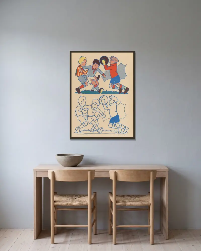 À Colorier Pl.28 av Gaston Marechaux inramad på en vägg