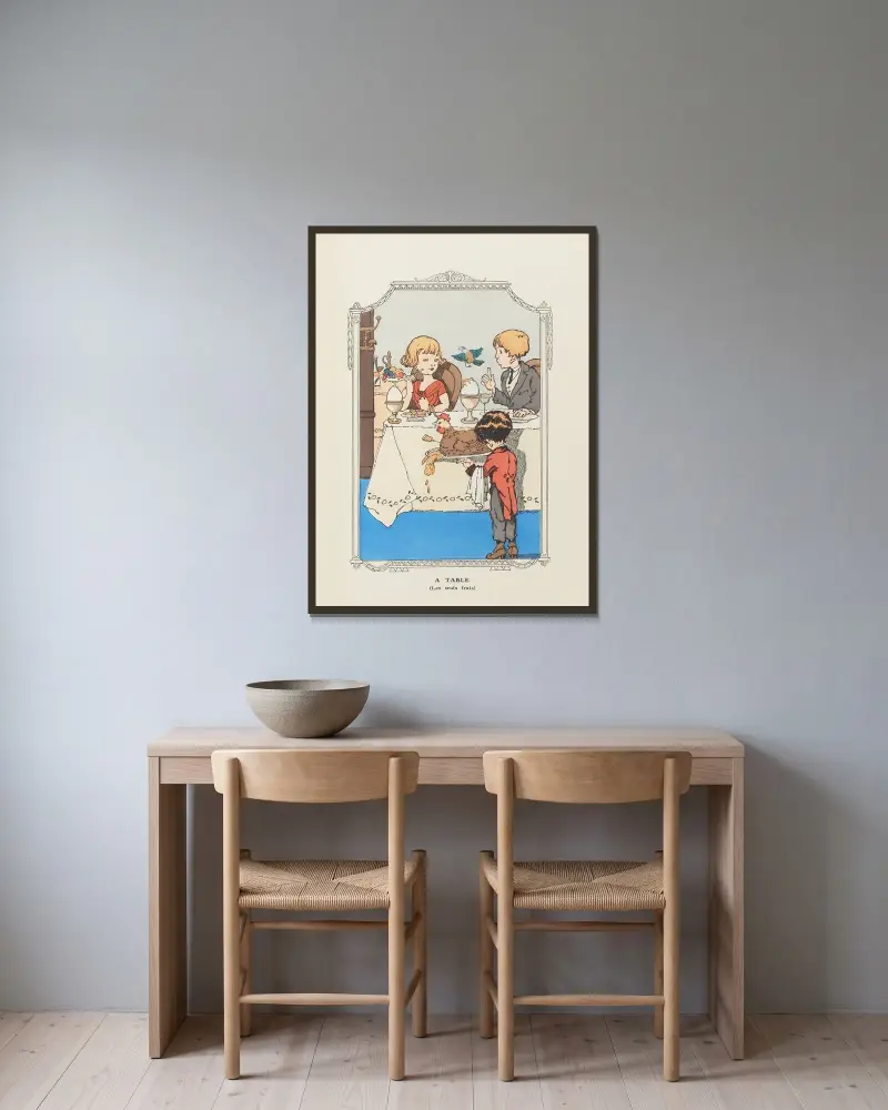 Ett bord av Gaston Marechaux inramad på en vägg