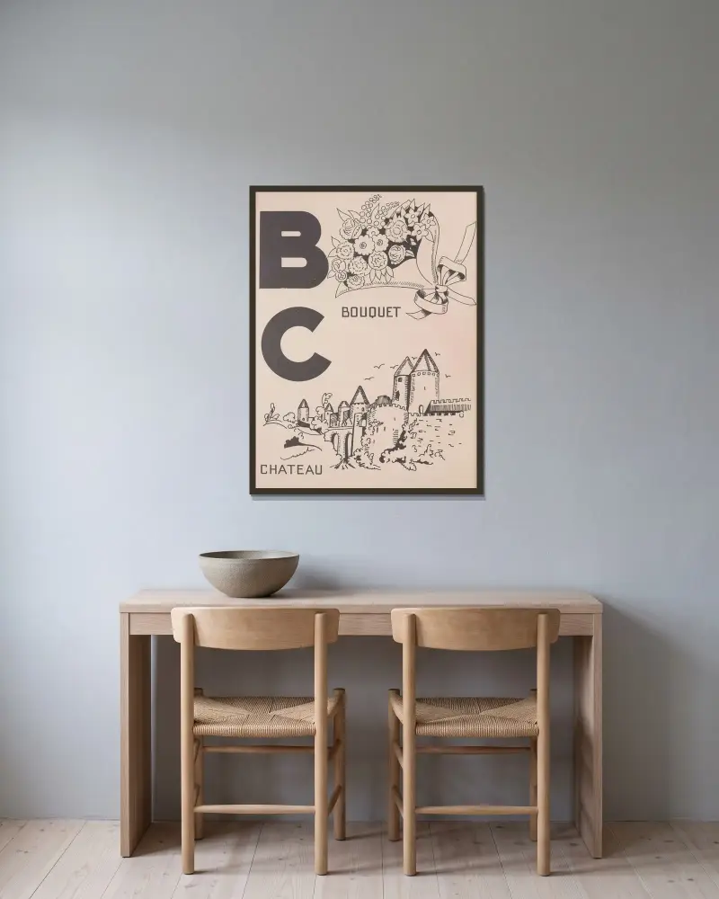 ABC Pl.05 av Gaston Marechaux inramad på en vägg