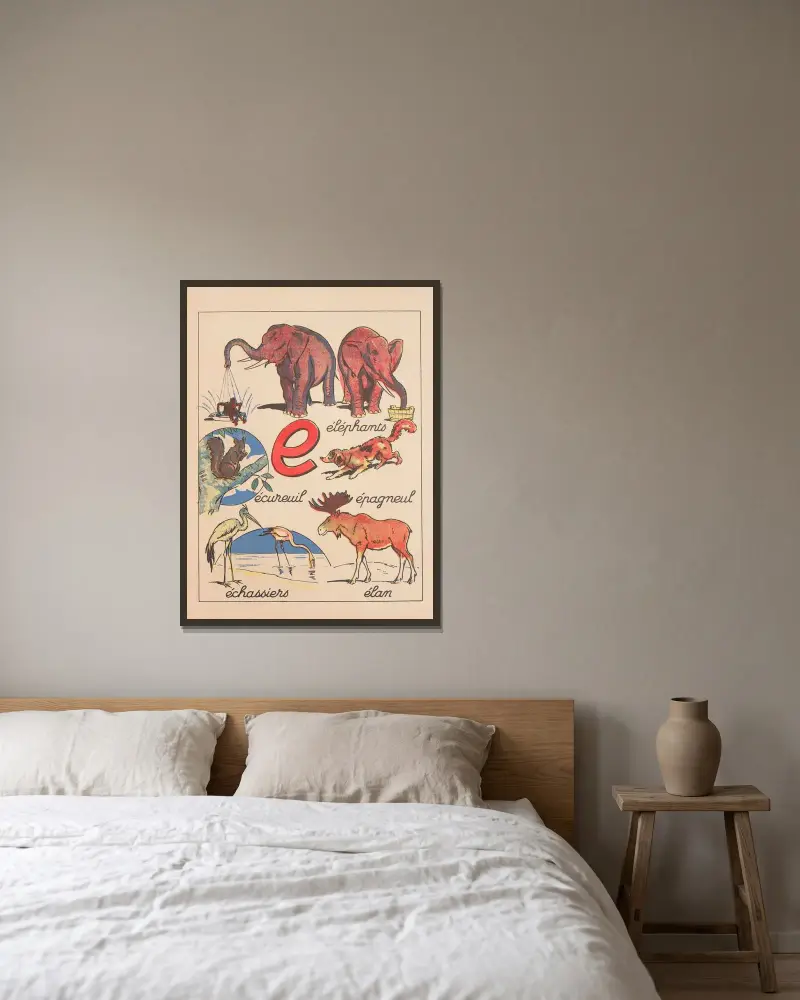 ABC Pl.06 av Gaston Marechaux inramad på en vägg