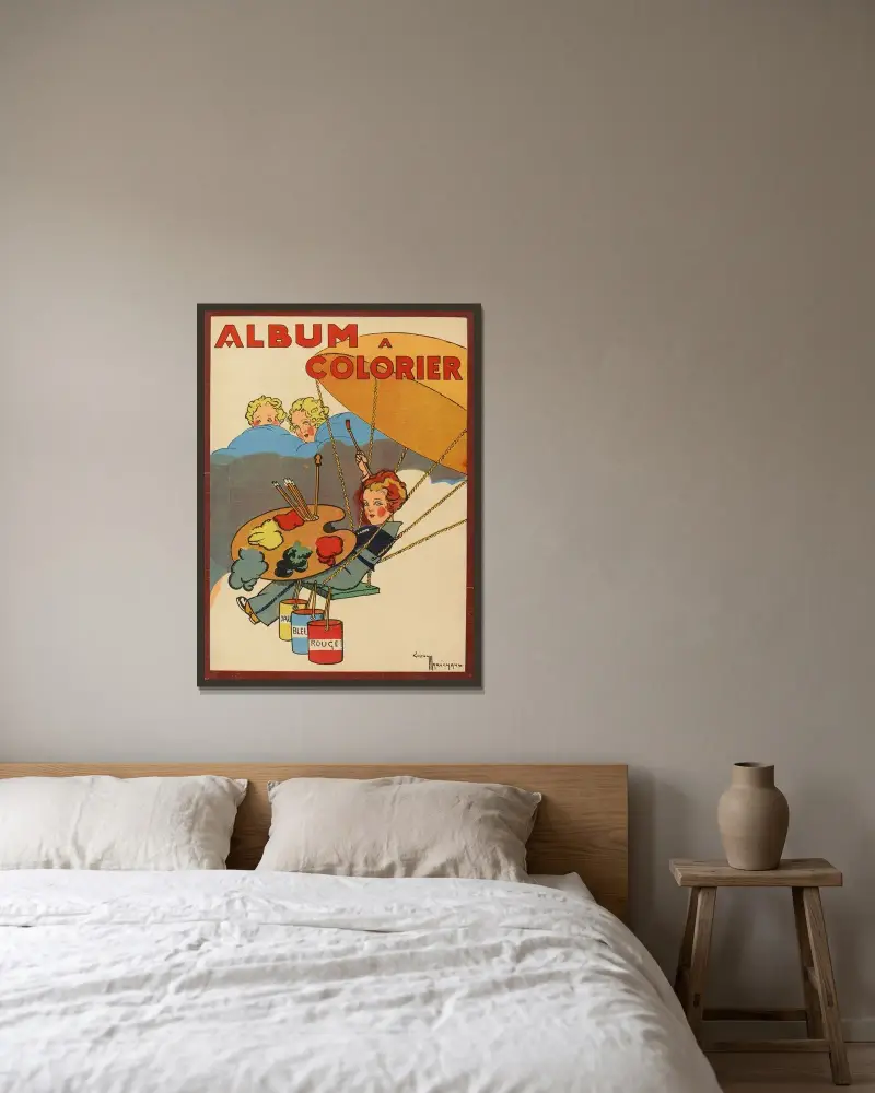 Album à colorier Pl.01 av Gaston Marechaux inramad på en vägg