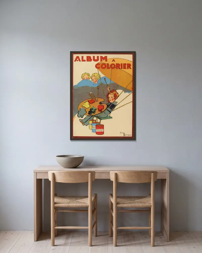 Album à colorier Pl.01 av Gaston Marechaux inramad på en vägg