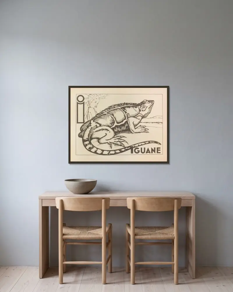 Iguane av Gaston Marechaux inramad på en vägg