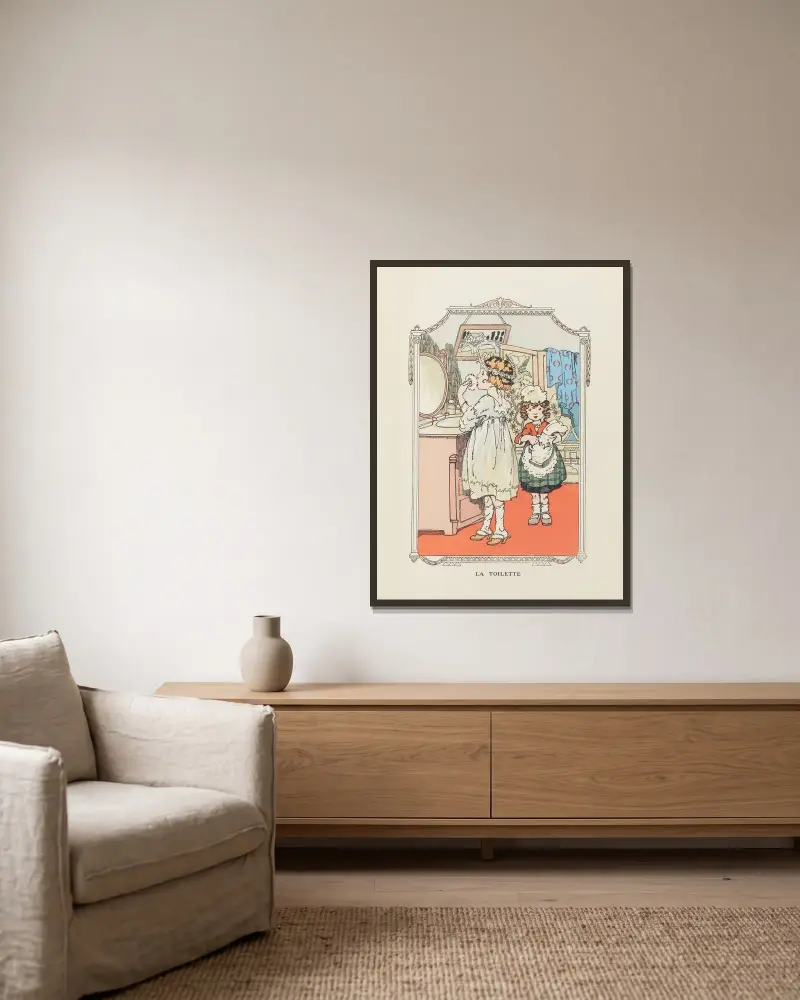 La Toilette av Gaston Marechaux inramad på en vägg