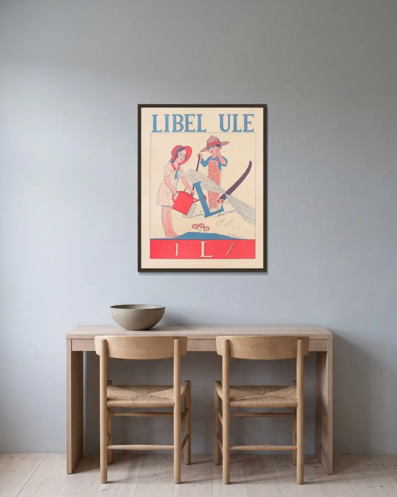 Libellule av Gaston Marechaux inramad på en vägg