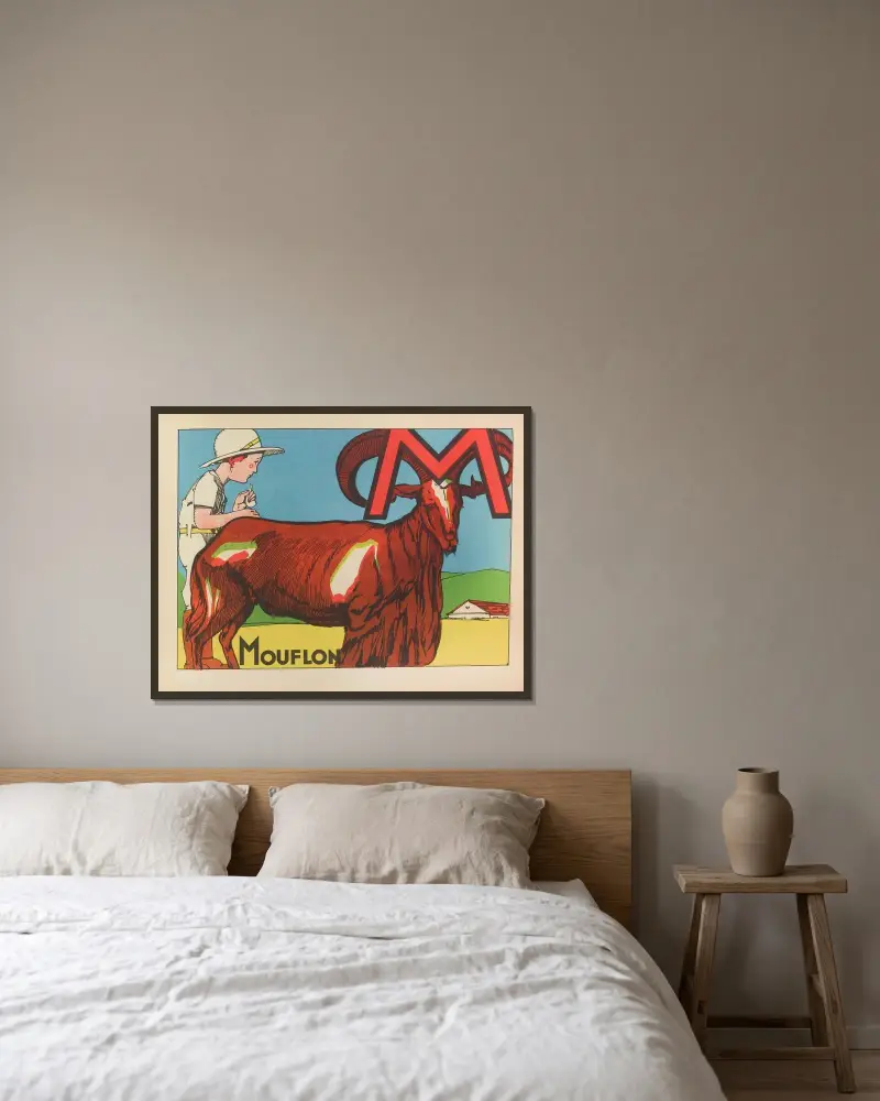 Mouflon av Gaston Marechaux inramad på en vägg