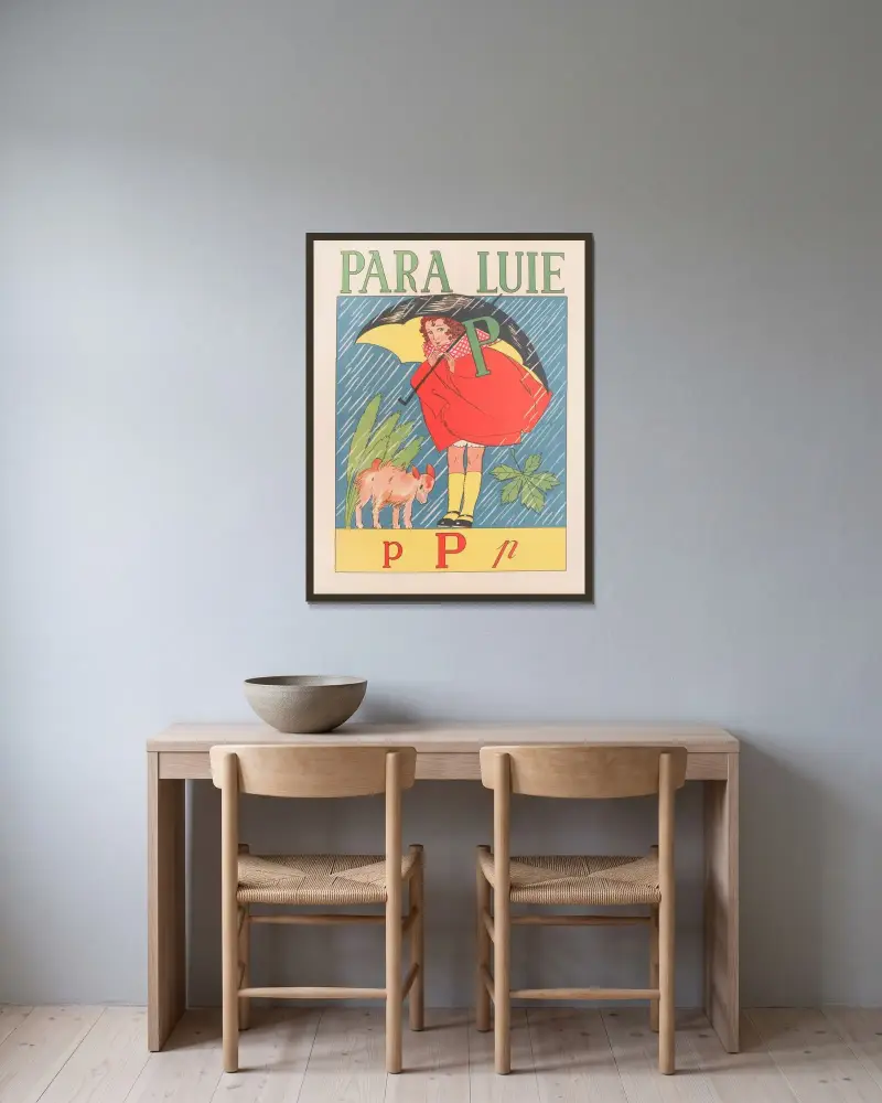 Parapluie av Gaston Marechaux inramad på en vägg