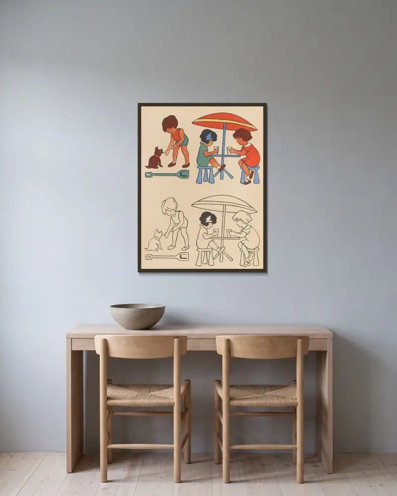 Peignons! Pl.11 av Gaston Marechaux inramad på en vägg