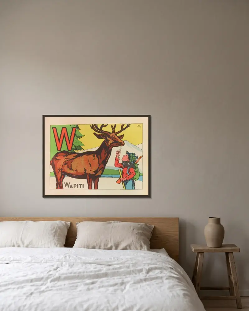 Wapiti av Gaston Marechaux inramad på en vägg