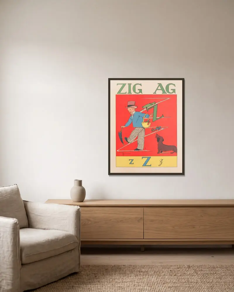 Zigzag von Gaston Marechaux gerahmt an einer Wand